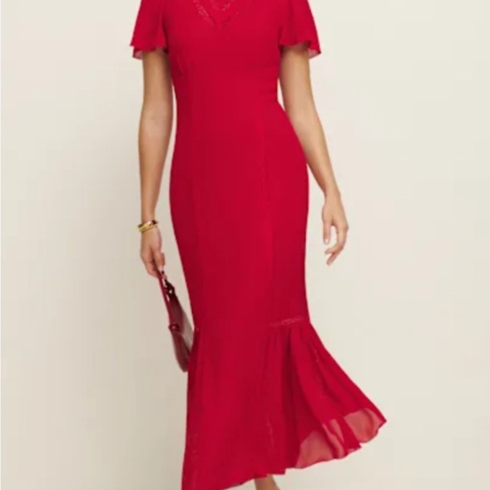 Reformation Red Domini Midi Dress. New Without Tags. Size 4.